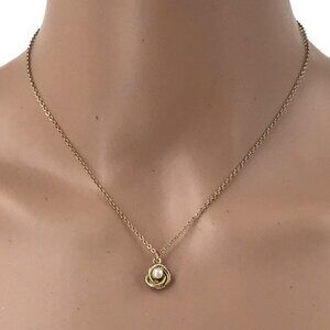 Vintage Sarah Coventry Pendant Necklace Gold Tone Faux Pearl Accent